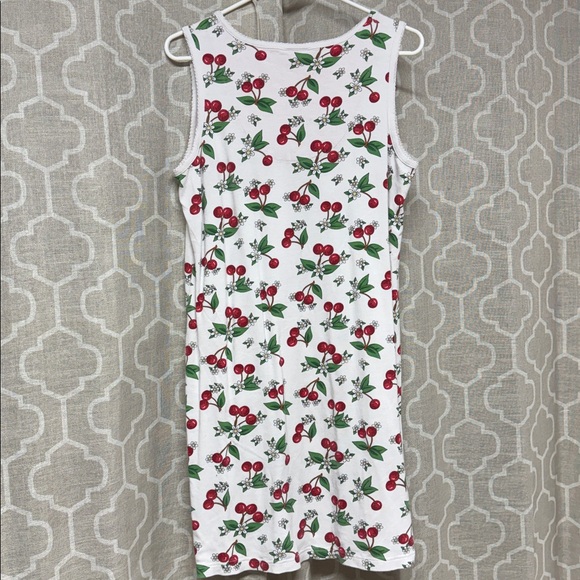 Mary Engelbreit white with Red cherry print house dress night gown size large - Picture 5 of 6